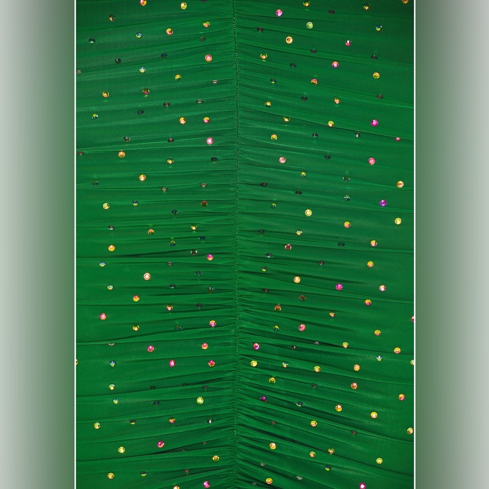 New NWT Alex Perry Ruched Crystal Skirt in Emerald embellished ruched bodycon - Picture 7 of 15